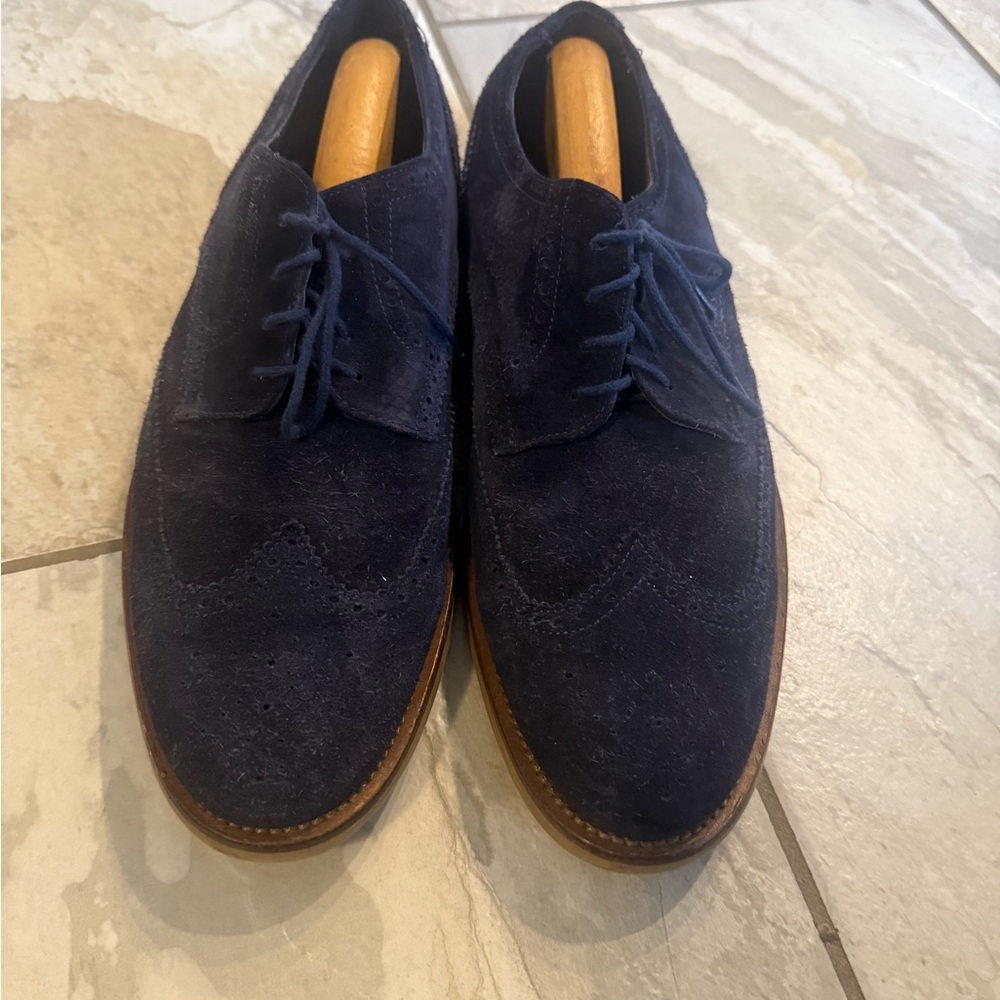 To Boot Blue Suede Oxford Shoes with Closed Lacing